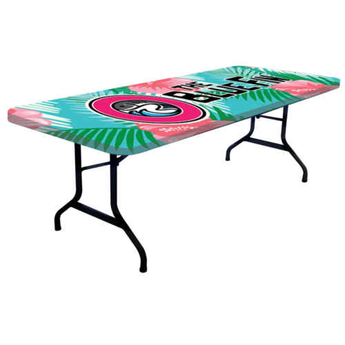 A folding table with floral patterns